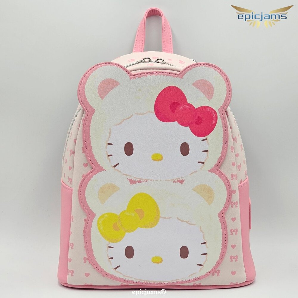 Loungefly Hello Kitty & Mimmy White Teddy Bear Mini Backpack